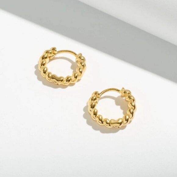 NWT Madewell Gold Puffed Huggie Hoop Earrings - Picture 1 of 3